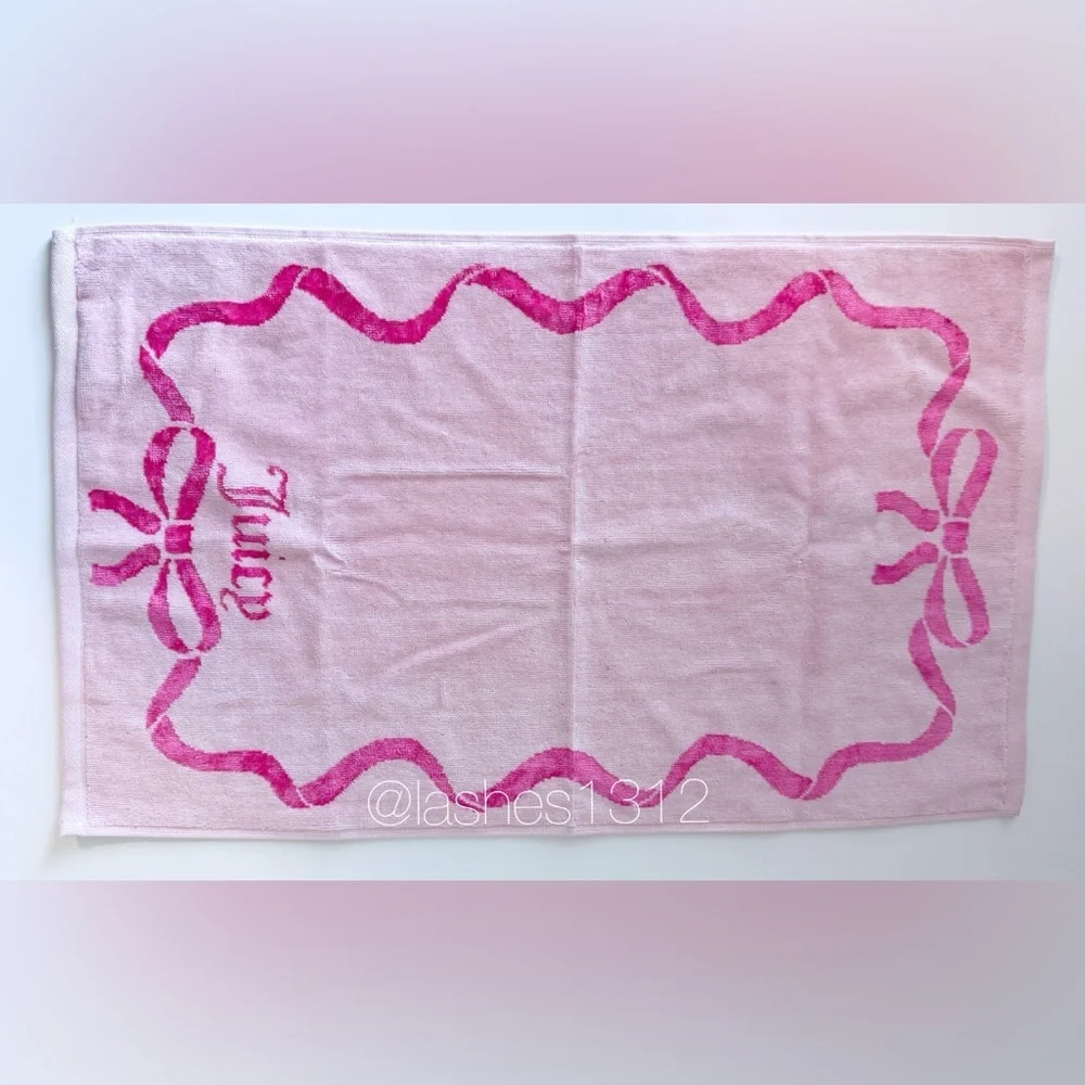 JUICY COUTURE Set of 2 Plush Bath Towels & Hand Towels - Pink Coquette Bows